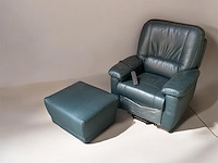 Lederen relax met uitstapfunctie + lederen voetbank - groen - afbeelding 1 van  4
