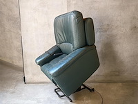 Lederen relax met uitstapfunctie + lederen voetbank - groen - afbeelding 2 van  4
