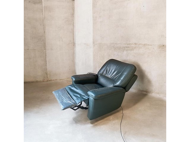 Lederen relax met uitstapfunctie + lederen voetbank - groen - afbeelding 3 van  4