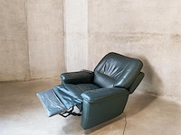 Lederen relax met uitstapfunctie + lederen voetbank - groen - afbeelding 3 van  4