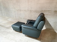 Lederen relax met uitstapfunctie + lederen voetbank - groen - afbeelding 4 van  4