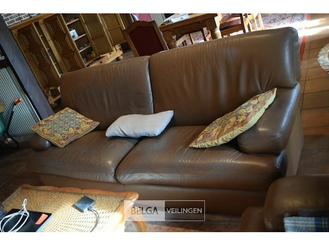 Lederen salon 3-, 2- en 1-zit - afbeelding 1 van  5