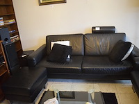 Lederen salon model vario( 1x 3zit, 1x2,5zit en 1 poef)