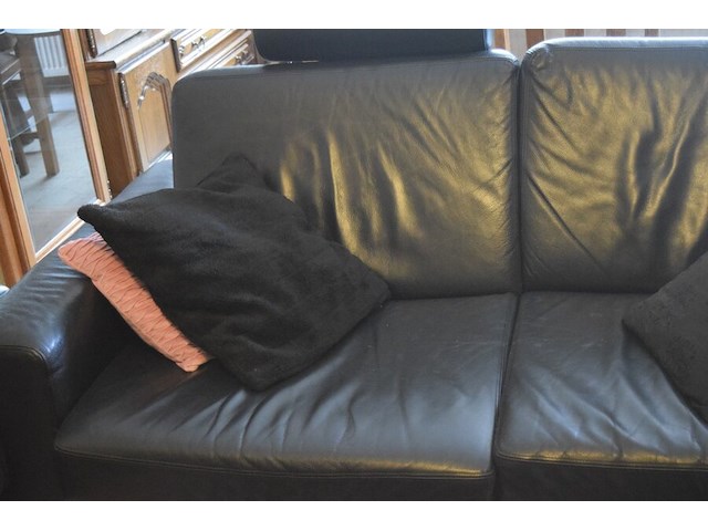 Lederen salon model vario( 1x 3zit, 1x2,5zit en 1 poef) - afbeelding 6 van  8