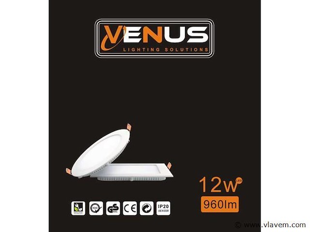 Led.paneel . rond inbouw . 12w . 6500k . koud wit (x20) - afbeelding 4 van  4