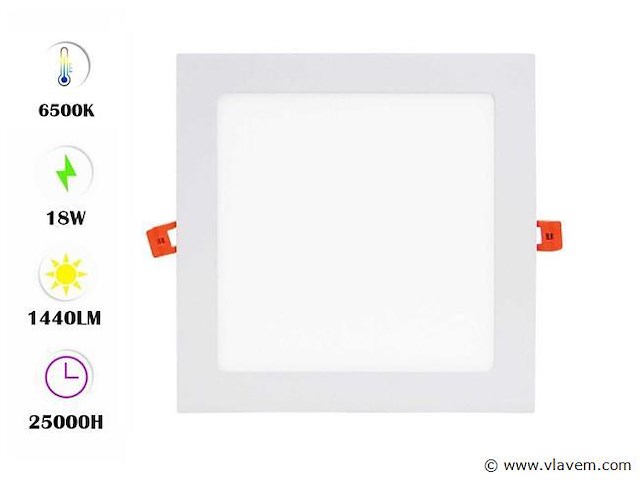 Led.paneel . vierkant inbouw . 18w . 6500k . koud wit (x40) - afbeelding 1 van  4