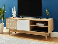 Leika tv-meubel wit en eikenhout effect 2 deuren 120cm - afbeelding 1 van  7