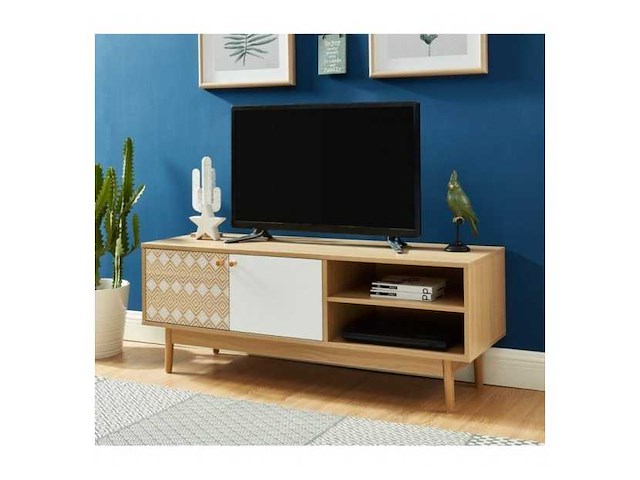 Leika tv-meubel wit en eikenhout effect 2 deuren 120cm - afbeelding 7 van  7