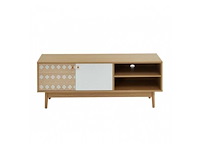 Leika tv-meubel wit en eikenhout effect 2 deuren 120cm - afbeelding 2 van  7