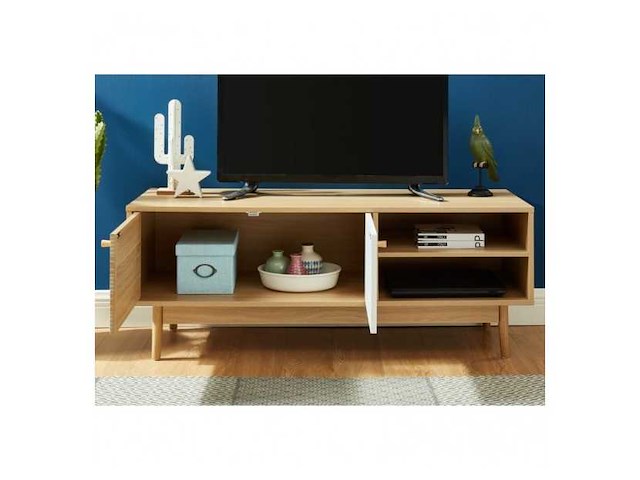 Leika tv-meubel wit en eikenhout effect 2 deuren 120cm - afbeelding 6 van  7