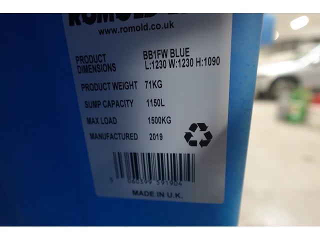 Lekbak voor 1 ibc container romold - afbeelding 3 van  3