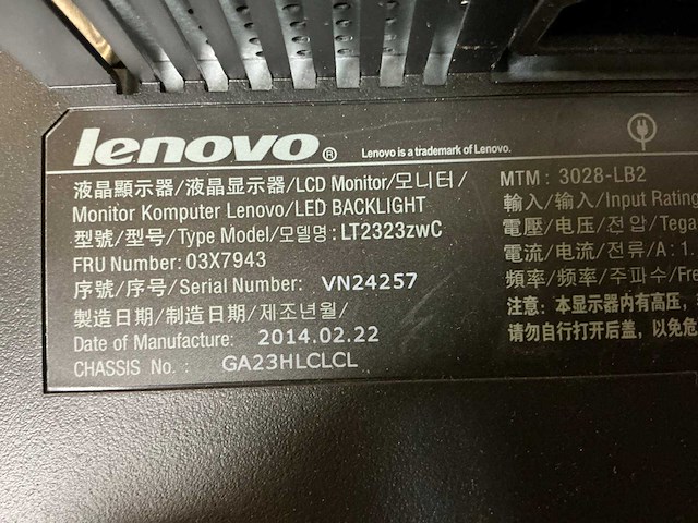 Lenovo lt2323zwc monitor (3x) - afbeelding 2 van  10