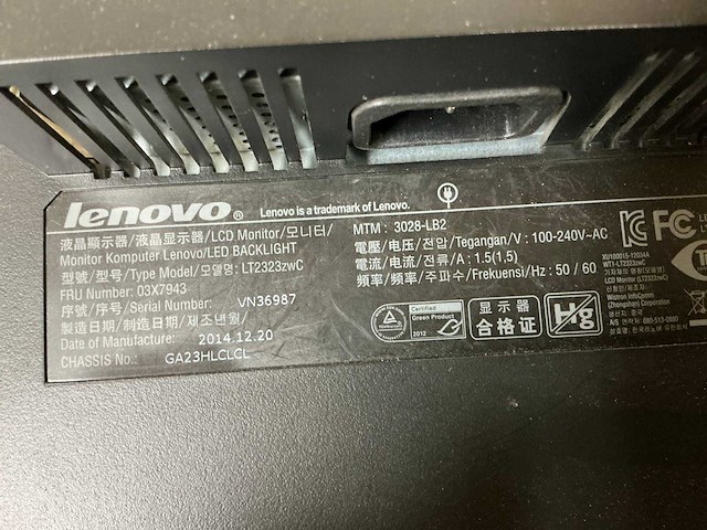 Lenovo lt2323zwc monitor (3x) - afbeelding 2 van  10