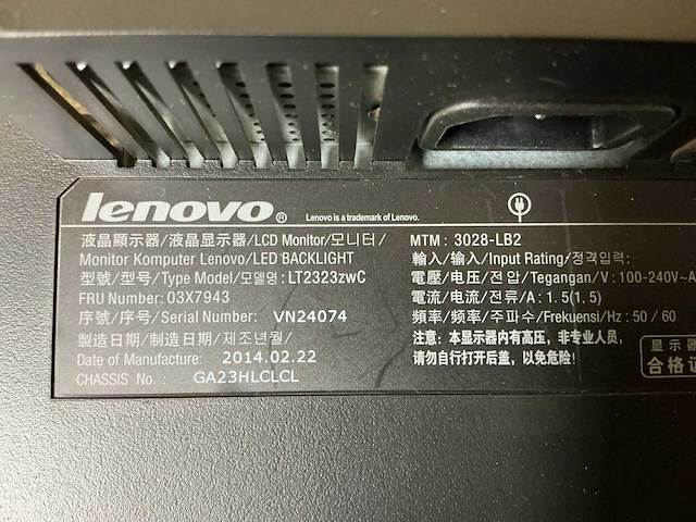 Lenovo lt2323zwc monitor (3x) - afbeelding 2 van  10