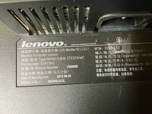 Lenovo lt2323zwc monitor (4x) - afbeelding 4 van  12