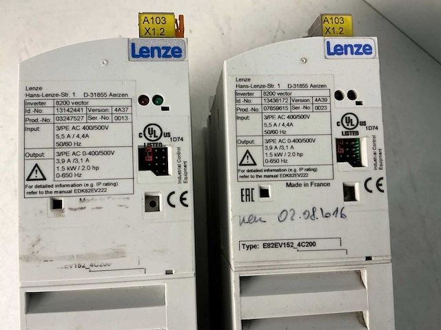 Lenze e82ev152_4c200 frequentieregelaar (2x) - afbeelding 5 van  5