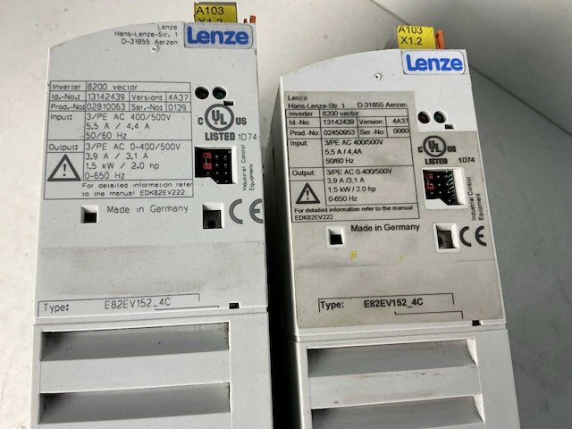 Lenze e82ev152_4c200 frequentieregelaar (2x) - afbeelding 4 van  4