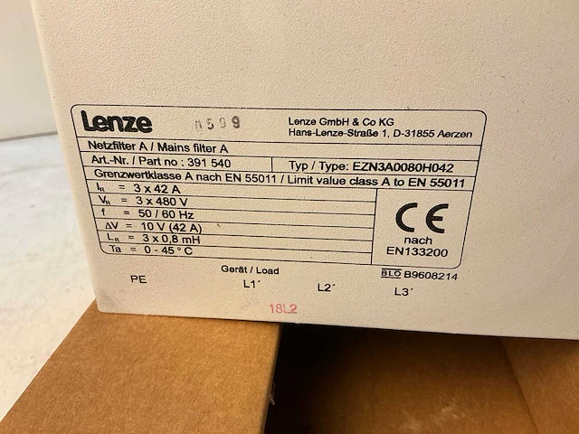 Lenze ezn3a0080h042 driefase netfilter - afbeelding 4 van  6