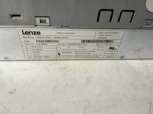 Lenze l-force e94ashe0044 single drive highline frequentieregelaar - afbeelding 9 van  9