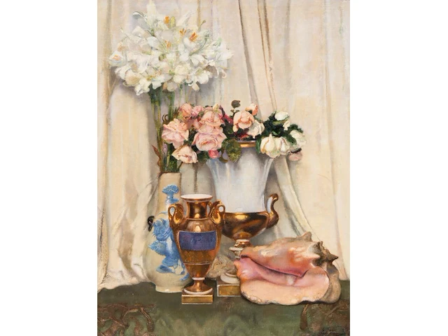 Léon frédéric (1856-1940), flower still life, 1913, oil on canvas 85 x 65 cm. (33.46 x 25.58 in.), frame: 105 x 85 cm. (41.34 x 33.46 in.) - afbeelding 1 van  6