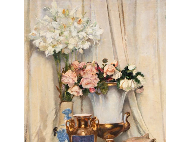 Léon frédéric (1856-1940), flower still life, 1913, oil on canvas 85 x 65 cm. (33.46 x 25.58 in.), frame: 105 x 85 cm. (41.34 x 33.46 in.) - afbeelding 6 van  6
