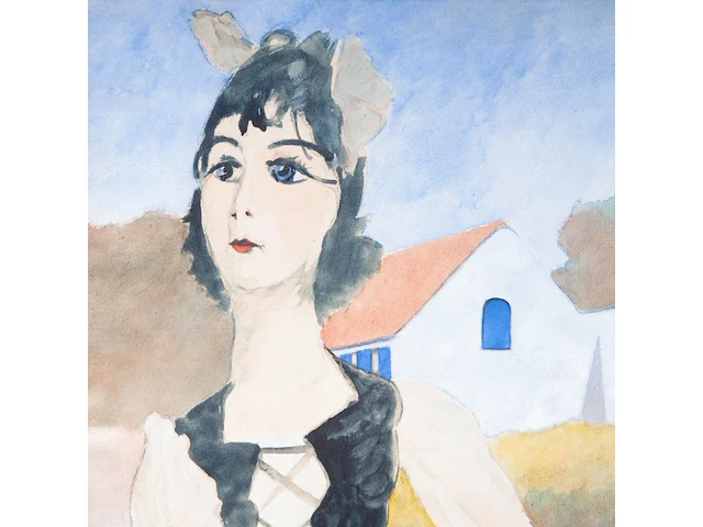Léon spilliaert (1881-1946), 'poupées devant une ferme blanche', 1933, pencil, watercolour and gouache on paper 49.6 x 66.7 cm. (19.53 x 26.26 in.), frame: 71.5 x 89 cm. (28.14 x 35.03 in.) - afbeelding 3 van  7