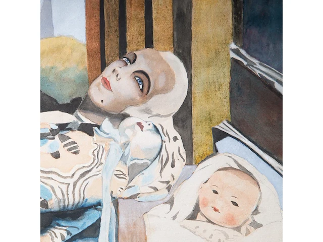 Léon spilliaert (1881-1946), 'poupées devant une ferme blanche', 1933, pencil, watercolour and gouache on paper 49.6 x 66.7 cm. (19.53 x 26.26 in.), frame: 71.5 x 89 cm. (28.14 x 35.03 in.) - afbeelding 4 van  7