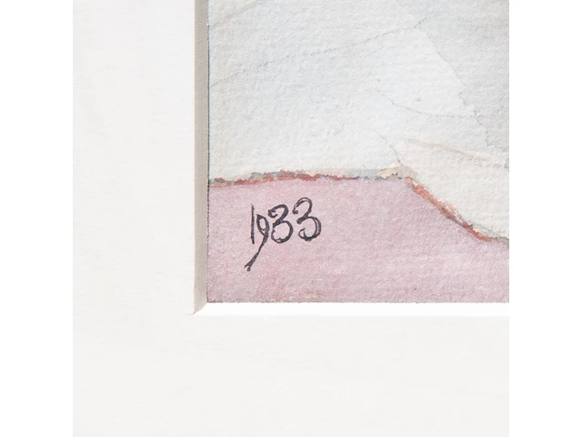 Léon spilliaert (1881-1946), 'poupées devant une ferme blanche', 1933, pencil, watercolour and gouache on paper 49.6 x 66.7 cm. (19.53 x 26.26 in.), frame: 71.5 x 89 cm. (28.14 x 35.03 in.) - afbeelding 6 van  7