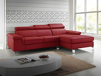 Leren hoekbank - rood - rechthoek