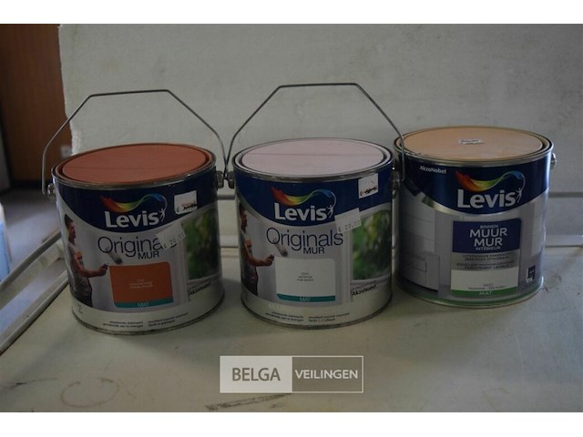 Levis muurverf 1x2,5l pompoenoranje, 1x2,5l zachtroze,1x2,5lnazomer - afbeelding 1 van  4