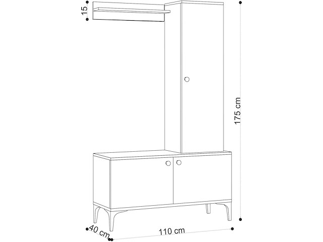 Lex kapstok | 100% melamine | eiken, zwart - afbeelding 4 van  4