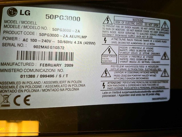 Lg 50pg3000 televisie - afbeelding 5 van  5