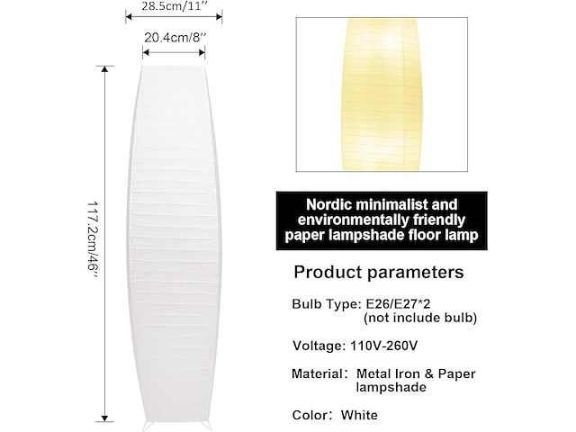 Lianheng papieren vloerlamp (2 stuks) - afbeelding 4 van  4