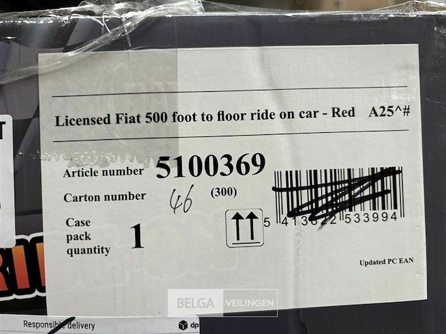 Licensed fiat 500 foot to floor ride on car red - afbeelding 4 van  4