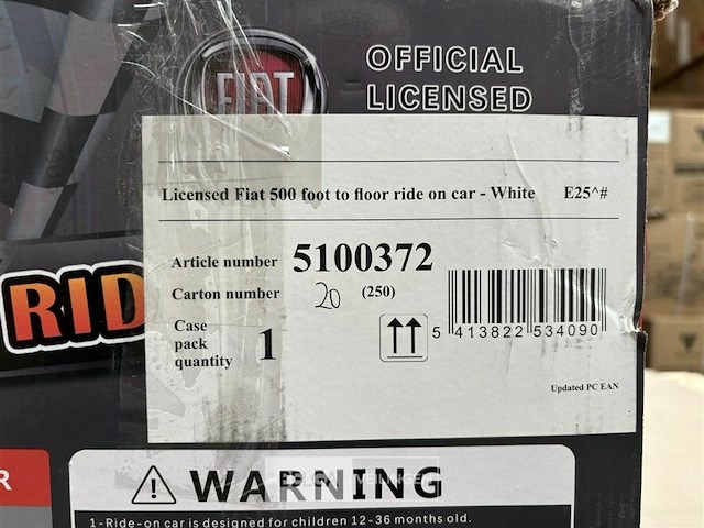 Licensed fiat 500 foot to floor ride on car white - afbeelding 3 van  3