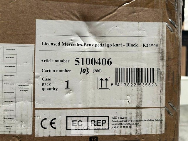 Licensed mercedes benz pedal go kart - black - afbeelding 4 van  4