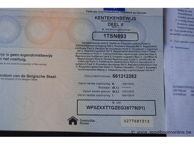 Lichte vrachtw ford transit custom, wf0zxxttgzeg38779, 1e insch 13/01/2015, 2198cm³, 74kw,iesel, euro5b, 183116km vlgs ltst keuring (2025), inschrijvingsbewijs i en ii, keuringsbewijs (geldig tot 12/12/2026),gelijkvormigheidsattest,identificatieverslag - afbeelding 6 van  18