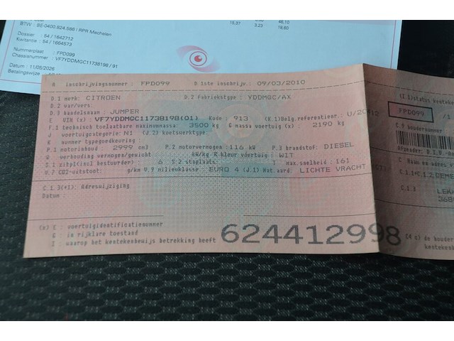 Lichte vrachtwagen citroen jumper dubbele cabine met open laadbak, type yddmgc/ax, chassisnummer vf7yddmgc11738198 , bouwjaar 09-03-2010 (sleutel, alle boorddocumenten) batterij leeg - afbeelding 19 van  37