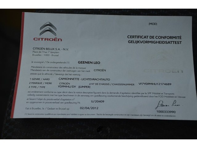 Lichte vrachtwagen citroen jumper dubbele cabine met open laadbak, type ydpmhu/dy, chassisnummer vf7ydpmhu12174689, bouwjaar 21-06-2012 (sleutel en alle boorddocumenten) batterij leeg - afbeelding 25 van  38