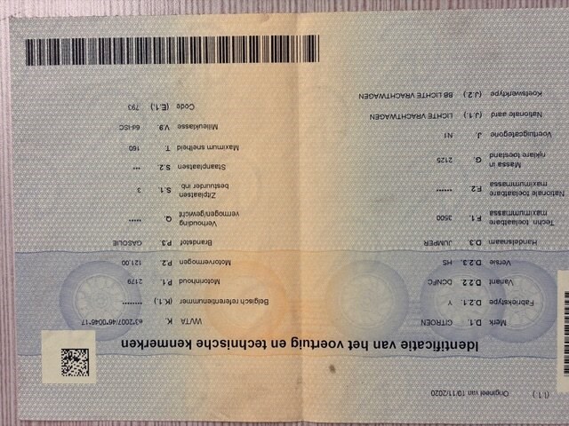 Lichte vrachtwagen citroen jumper, type: y, variant: dcnfc, versie: hs, chassisnummer: vf7ydcnfc12p96373, bouwjaar: 10/11/2020 met inschrijvingsbewijs deel i, gelijkvormigheidsattest en verlopen schouwingsbewijs. (b2) - afbeelding 18 van  37