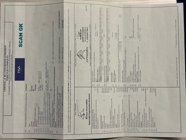 Lichte vrachtwagen citroen jumper, type: y, variant: dcnfc, versie: hs, chassisnummer: vf7ydcnfc12p96373, bouwjaar: 10/11/2020 met inschrijvingsbewijs deel i, gelijkvormigheidsattest en verlopen schouwingsbewijs. (b2) - afbeelding 20 van  37