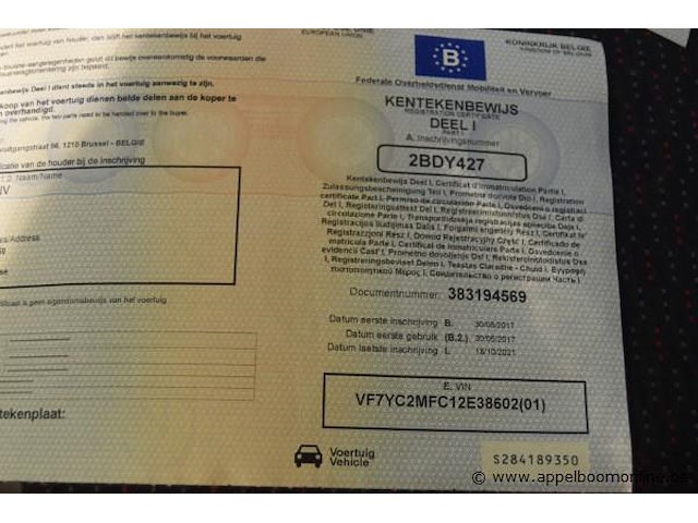 Lichte vrachtwagen citroen, jumper, vf7yc2mfc12e38602, 1e insch 30/05/2017, 1997cm³, 96kw, diesel, euro 6, 116381km, inschrijvingsbewijs deel i en ii, keuringsbewijs (geldig tot 14/10/2026), gelijkvormigheidsattest, identificatieverslag - afbeelding 8 van  17
