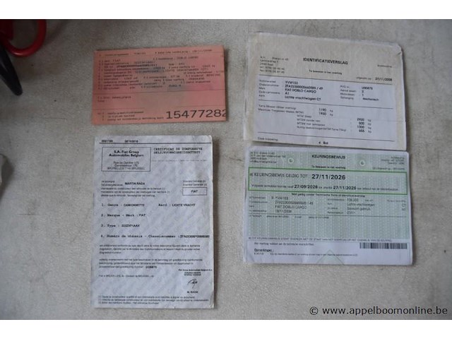 Lichte vrachtwagen fiat, doblo cargo, zfa22300005660585, 1e insch 18/11/2008, 1368cm³, 57kw, benzine, euro 4, 109602km, inschrijvingsbewijs deel i en ii, keuringsbewijs (geldig tot 27/11/2026), gelijkvormigheidsattest, identificatieverslag - afbeelding 15 van  20