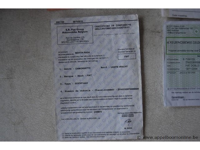 Lichte vrachtwagen fiat, doblo cargo, zfa22300005660585, 1e insch 18/11/2008, 1368cm³, 57kw, benzine, euro 4, 109602km, inschrijvingsbewijs deel i en ii, keuringsbewijs (geldig tot 27/11/2026), gelijkvormigheidsattest, identificatieverslag - afbeelding 16 van  20