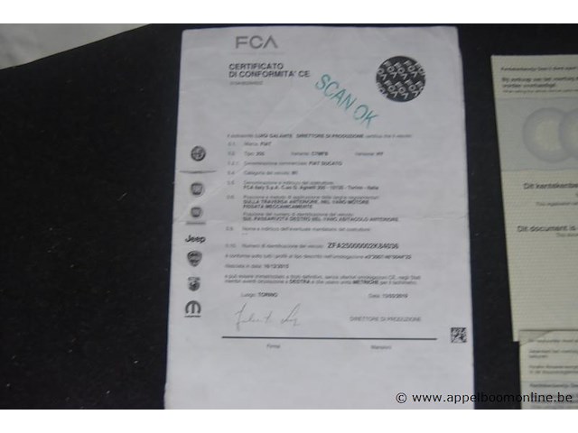 Lichte vrachtwagen fiat, ducato, zfa25000002k84036, 1e insch 15/05/2019, 2287cm³, 96kw, diesel, euro 6b, 85297km, inschrijvingsbewijs deel i en ii, ongeldig keuringsbewijs , gelijkvormigheidsattest, identificatieverslag - afbeelding 10 van  21
