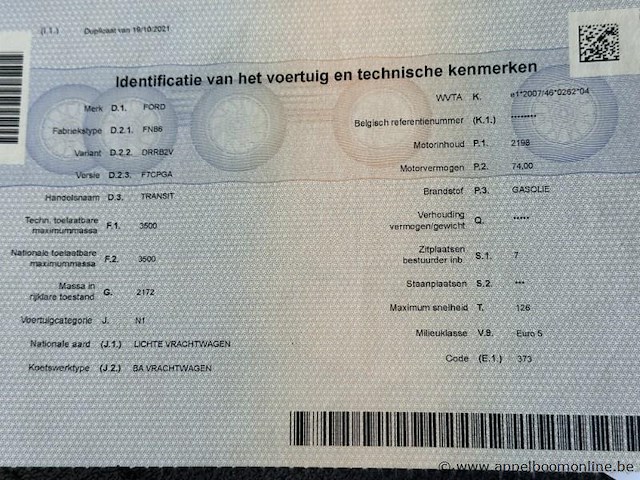 Lichte vrachtwagen ford transit, 1ste inschrijving 20/12/2012, chassisnr wf0nxxttfncs83273, 77096km, diesel euro 5, ttm 3500, dubbel cabine - afbeelding 3 van  14