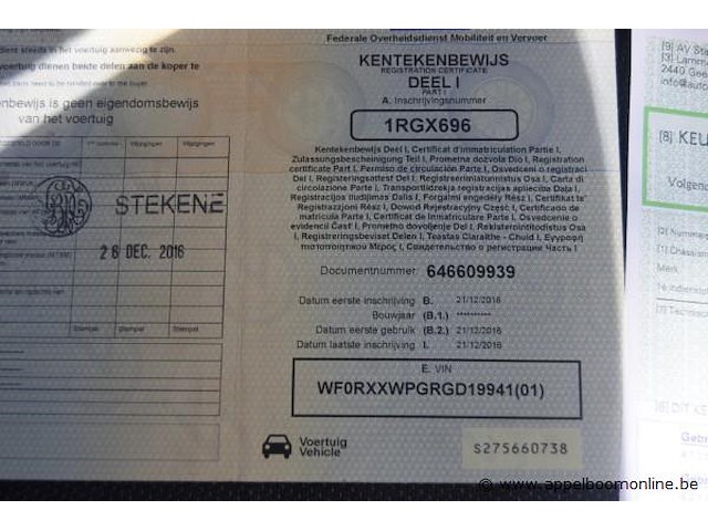 Lichte vrachtwagen ford, transit connect, wf0rxxwpgrgd19941, 1e insch 21/12/2016, 1498cm³, 88.20kw, diesel, euro 6b, 186244km, inschrijvingsbewijs deel i, keuringsbewijs (geldig tot 26/12/2026), gelijkvormigheidsattest, identificatieverslag - afbeelding 13 van  22