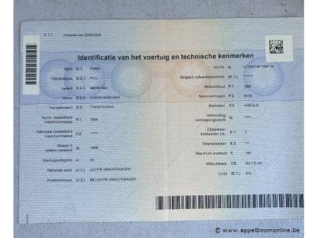 Lichte vrachtwagen ford, transit custom, wf0yxxttgyld00270, 1e insch 20/08/2020, 1995cm³, 96kw, diesel, euro 6d, 94653km, inschrijvingsbewijs deel i, keuringsbewijs (geldig tot 25/08/2026), gelijkvormigheidsattest, identificatieverslag - afbeelding 13 van  20