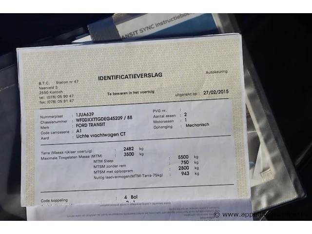 Lichte vrachtwagen ford transit, datum 1ste inschr 25/2/2015, chass nr wf0dxxttgdeg45209, diesel, euro 5b,km-stand 51838, vv kraan maxilift m50 - afbeelding 8 van  17