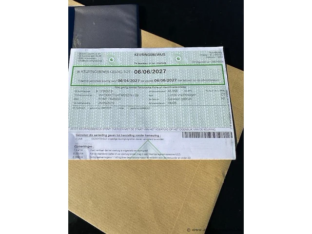 Lichte vrachtwagen ford transit, wf0xxxttgxfm25274, 1e insch 2016-05-26, 47998km, 1995cm³, 74kw, diesel, manueel, euro 6, mtm 3500kg, tarra 2285kg, keuring tot 2027-06-06, insch. deel i en ii, coc en identificatieverslag, imperiaal, ladder - afbeelding 2 van  12